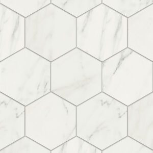 Cosmo White Hexagon Kitchen Backsplash Accent Wall Tile Floor Toronto Ontario Canada